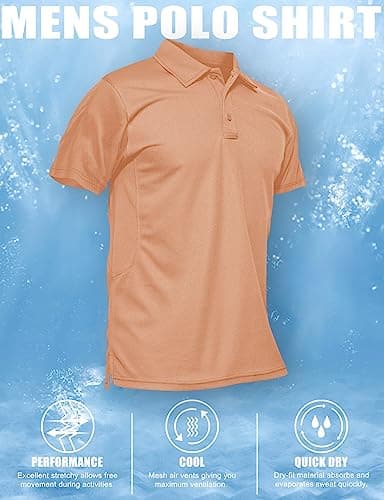 MAGCOMSEN Golf Polos for Men Dry Fit Short Sleeve Polo Shirts Breathable Athletic Polo Shirts Rugby Shirt Apricot XXL - Image 6