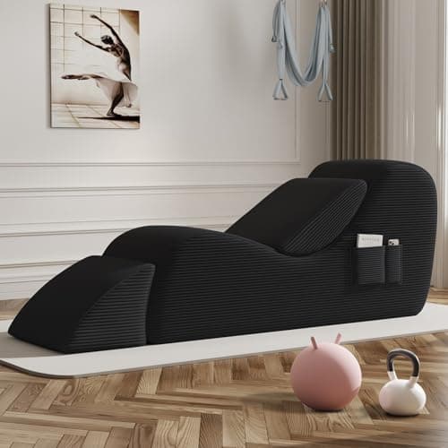 WHGBJA Yoga Chair, Lounge Chair for Yoga with Side Pocket&Lumbar Pillow&Ottoman, for Stretching, Relaxation - Image 1