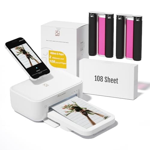 HPRT Photo Printer 4x6 with 108 Sheet Photo Paper& 2 Ribbon, Instant Picture Printer for iPhone, Smartphone, Thermal Dye Sublimation, WI-Fi Connnecting, Home Use, White - Image 1