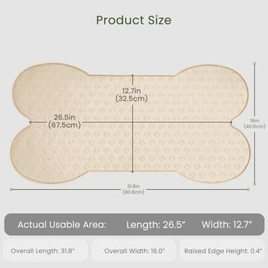 PWTAA Dog Food Mat Anti-Slip Silicone Dog Bowl Mat Thicker Pet Placemat Waterproof Cat Feeder Pad with Raised Edge Puppy Kitten Feeding Mats Suitable Small Medium-Sized Dogs Cats Eating Tray - Image 2