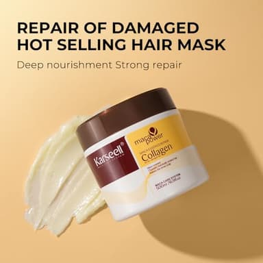 Karseell Collagen Hair Treatment Deep Repair Conditioning, Hair Mask Argan Oil Set for Dry Damaged Hair All Hair Types 16.9floz + 1.69floz - Image 3