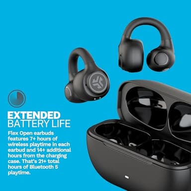 JLab Flex Open Earbuds, Clip-on Cuff Design, Wireless Open-Ear Audio Freedom Effortless Fit, Safe Listening, Bluetooth Multipoint, Customize with The App, Black - Image 4