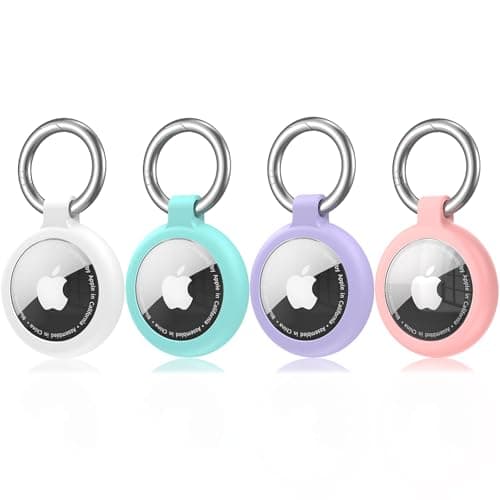 Galafoki 4 Pack Air tags Holder, Waterproof for Apple Air tags 4 Pack with Keychain,Dust and Scratch Proof for Dog,Cat, Bags, Keys, Luggage -MintGreen+Orange+Pink+Yellow - Image 1