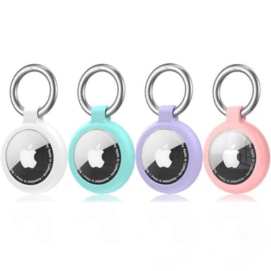 Galafoki 4 Pack Air tags Holder, Waterproof for Apple Air tags 4 Pack with Keychain,Dust and Scratch Proof for Dog,Cat, Bags, Keys, Luggage -MintGreen+Orange+Pink+Yellow - Image 1