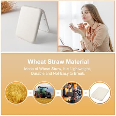 Kintion Rechargeable Pocket Mirror, Wheat Straw Material 1X/3X Magnification Portable Compact Mirror, Handheld Travel Mirror, Small Purse Mirrors for Women, Apricot - Image 3