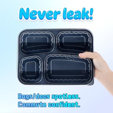 YANGRUI Meal Prep Container with Lid 40 Pack 34 oz - Reusable 4 Compartment Quad Seal Leak Defense Food Containers | BPA Free Flexible PP Plastic | Shrink Wrap Microwave & Dishwasher Safe Takeout Box - Image 4