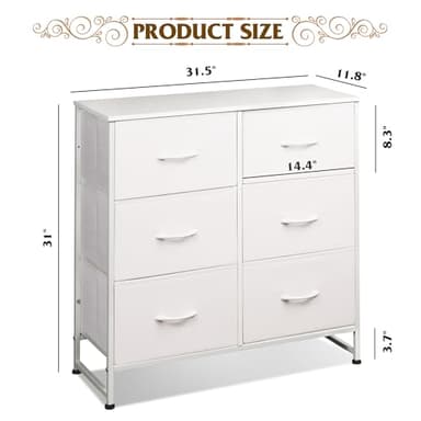 WLIVE White Dresser for Bedroom, 6 Drawer Double Dresser, Fabric Storage Tower with Fabric Bins, Chest of Drawers for Closet, Living Room, Hallway - Image 3
