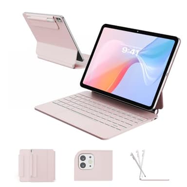 RAYMCRAFT for iPad Air 11-inch (M3 2025 / M2 2024) & iPad Pro 11 inch(1st/2nd/3rd/4th Gen), Magic Keyboard for Air 4/5 10.9", Springy Backlit Keys, Stain-Resistant Surface, Multi-Touch Trackpad, Pink - Image 1