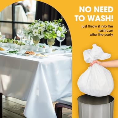 Niuara White Plastic Table Cloth - 4 Pack 54" × 108" Rectangle Disposable Tablecloths for 6FT Tables, Waterproof Table Cover for Party, Holiday & Gathering Use - Image 7