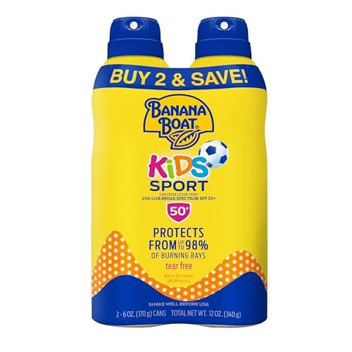 Banana Boat Sport Kids Sunscreen Spray SPF 50, Twin Pack | Spray Sunscreen for Kids, Childrens Sunblock SPF 50, Oxybenzone-Free, 6oz each - Image 1