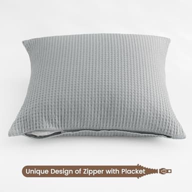 PHF 100% Cotton Waffle Weave Throw Pillow Cover, 20" x 20", No Insert, 2 Pack Elegant Home Decorative Square Throw Pillow Covers for Bed Couch Sofa, Light Grey - Image 5