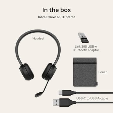 Jabra Evolve 65 TE (Third Edition) Wireless Dual-Ear Headphones - Noise-Canceling Mic, 16 hrs Battery Life, Dual Connectivity, MS Teams Certified, Supports Other Platforms, Black - Image 6