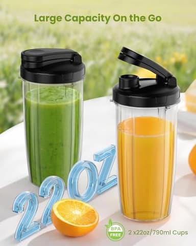 Lampick Blender for Smoothie, 900W Personal Blender for Shakes and Smoothies with 2 * 22oz BPA Free Portable Cups, Small Juicer for Protein Shake, Baby Food, Frozen Drink - Image 5