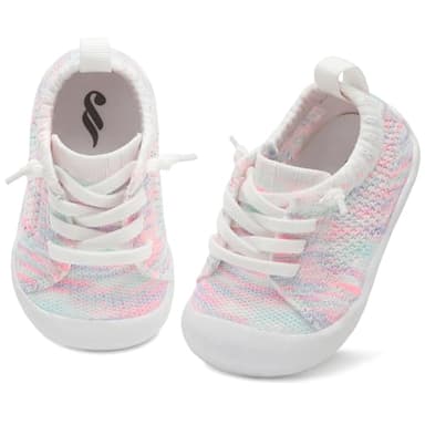 JIASUQI Toddler Shoes for Boys Girls Socks Shoes for Infant Baby Slip on Colorful White 12-18 Months - Image 1