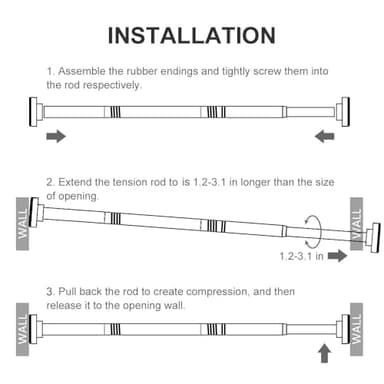 Ausemku Shower Curtain Rod Tension - 26-76 Inch Never Rust Non-Slip Spring Tension Curtain Rod No Drilling Stainless Steel Curtain Rod Use Bathroom Kitchen（Silver）, yq-a-A76Y - Image 7