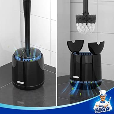 MR.SIGA Toilet Bowl Brush and Holder, Premium Quality, with Solid Handle and Durable Bristles for Bathroom Cleaning, Black, 1 Pack - Image 3