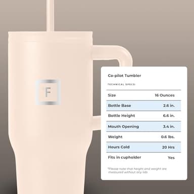 IRON °FLASK Co-Pilot Insulated Mug w/Straw & Flip Cap Lids - Cup Holder Bottle for Hot, Cold Drink - Leak-Proof - Water, Coffee Portable Travel Mug - Sand, 16 Oz - Image 8