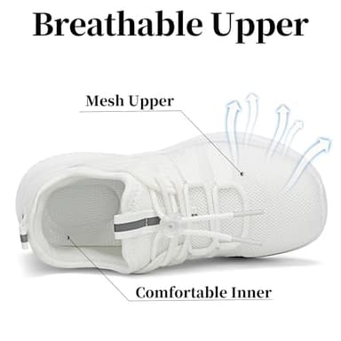 TOTOMONA Kids Running Shoes Slip on Sneakers for Girls Boys Adjustable Outdoor Toddler Walking Shoes Lightweight White Size Little Kids 13 - Image 5