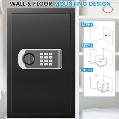 4.3 Cuft Large Home Safe, Safe Box with Fireproof Waterproof Bag, Anti-theft Digital safety Box with Programmable Keypad Keys, Smart Alert, Mute Mode, Security Safes for Documents Valuables - Image 6