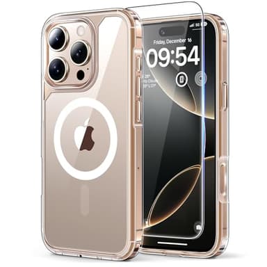 TAURI 3 in 1 for iPhone 16 Pro Case, Compatible with MagSafe [Not-Yellowing] with 2X Screen Protectors, Military-Grade Protection, Shockproof Slim Magnetic Case for iPhone 16 Pro 6.3", Clear - Image 1