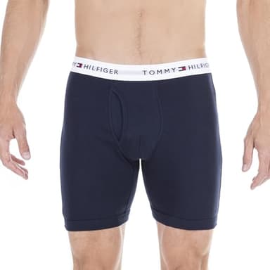 Tommy Hilfiger Mens Underwear Cotton Classics Megapack - Amazon Exclusive Boxer Briefs, 3 Navy, 2 Grey Heather,1 Red, 1 White, Medium US - Image 2