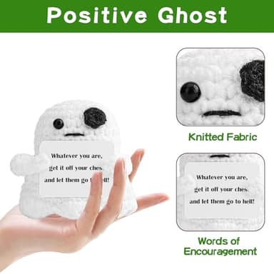 Hoedia Friend Emotional Ghost, Best Friend Crochet Doll with Cards, Cute Knitted Funny Support Pickle Potato Friendship Birthday Bestie Gifts - Image 4