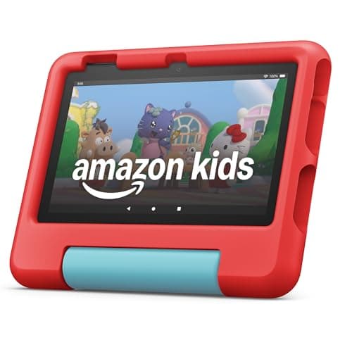 Amazon Fire 7 Kids tablet (newest model) ages 3-7. Top-selling 7" kids tablet on Amazon. Includes ad-free and exclusive content, easy parental controls, 10-hr battery, 16 GB, Red - Image 1