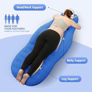 Toggloo Inflatable Full Body Pregnancy Pillow, Full Body Maternity Airbed with Belly Hole for Comfort – Best Prone Sleeping Support for Pregnant Women – Portable, Adjustable & Travel-Friendly, Blue - Image 4