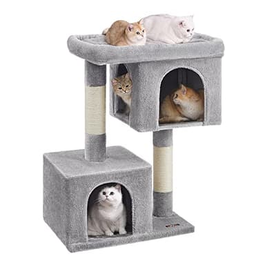 Feandrea Cat Tree, 39.8-Inch Cat Tower, XL, Cat Condo for Extra Large Cats up to 44 lb, Large Cat Perch, 2 Cat Caves, Scratching Post, Light Gray UPCT614W01 - Image 1