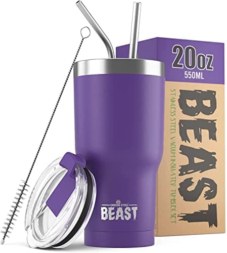 Beast 20 oz Tumbler Stainless Steel Vacuum Insulated Coffee Ice Cup Double Wall Travel Flask (Purple) - Image 1