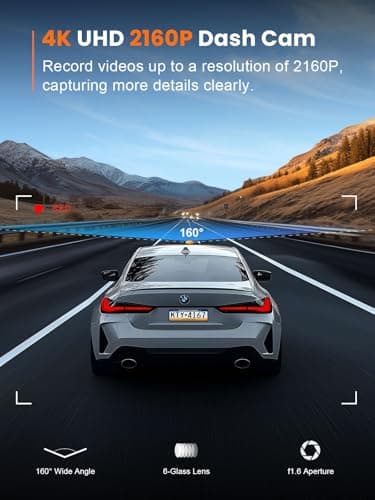 galphi 4K Dash Cam Front, Built-in 5G WiFi, 64GB Card Included, Dash Camera for Cars, Mini Dashcam with Super Night Vision, Loop Recording, G-Sensor, 24 Hours Parking Monitor, Support 256GB Max - Image 3