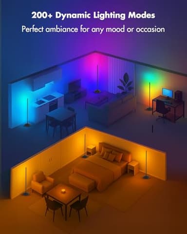 Vexinat Corner Floor Lamp, Smart RGB LED Corner Lamp with App & Remote, Modern Floor Lamp with 16 Million Colors, Music Sync, Scene Modes, Color Changing Standing Lamps for Living Room, Bedroom - Image 6