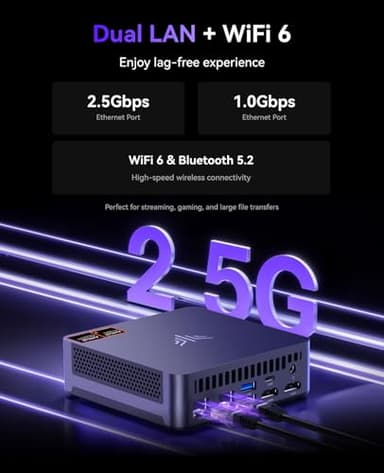 KAMRUI AM21 Mini Gaming PC, Mini PC AMD Ryzen R7 8745HS（Max 4.9GHz 8C/16T Zen4 Micro Desktop Computers 32GB DDR5 1TB SSD, Mini Computer Support WiFi 6, BT5.2, Triple Display 4K@60Hz for Office Home - Image 5