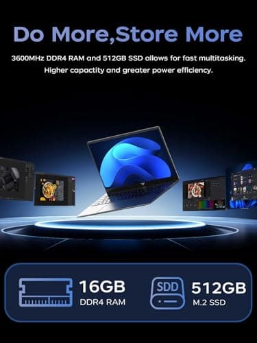 2025 Laptop, Laptop Computer with Intel Twin Lake N150 Processor(Up to 3.6GHz), 16GB DDR4 512GB SSD Windows 11 Laptop, 15.6" IPS 1080P, USB3.2, Long Battery Life - Image 4