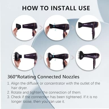 VAGARY 6690A Salon Pro Hair Dryer for Women,2200w Powerful AC Motor Fast Drying, Ionic Blow Dryer for Thick Hair,2 Speeds and 2 Heat Settings 1 Cool Shot Button(1 Diffuser and 1Concentrator) - Image 7