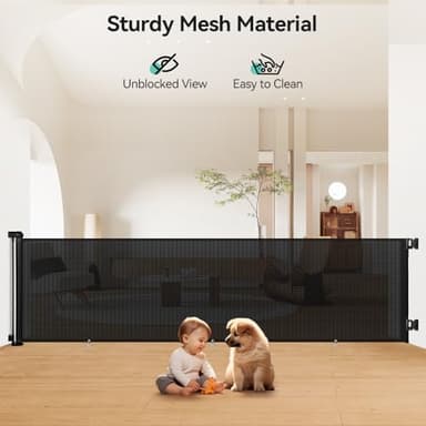 COMOMY 118" Retractable Baby Gates Extra Wide, Retractable Dog Gate for Large Openings, Extra Long Dog Gates for The House, Extra Large Mesh Pet Gate for Stairs, Doorways, Hallways, Indoor&Outdoor - Image 8