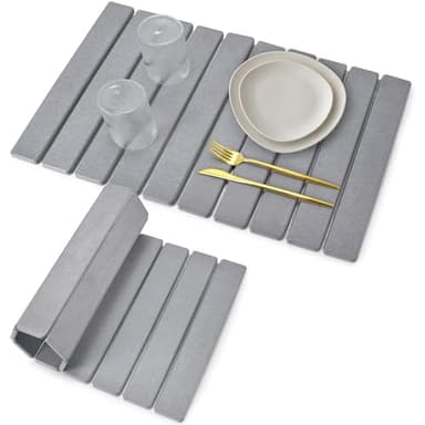 Stone Dish Drying Mat for Kitchen Counter – Collapsible 24"(L)×16 (W) Super Absorbent Diatomaceous Earth Dish Drying Mat, Grey Kitchen Counter Mats for Dishes ,Bottles, Cups, Match Any Countertop - Image 1