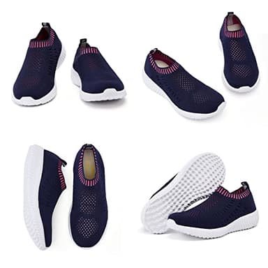 TIOSEBON Women's Athletic Walking Shoes Casual Mesh-Comfortable Soft Light Weight Work Sneakers 10 US Navy - Image 4
