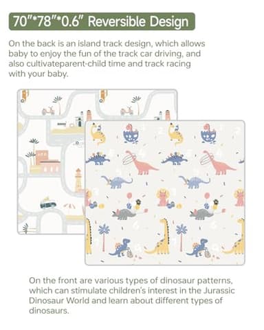 BG-BABYGO Baby Play Mat Foldable Baby Floor Play Mat 0.6" Thick Soft Foam Playmat for Babies Reversible Waterproof Padded Baby Girl Play Mat Portable Baby Crawling Mat for Indoor Outdoor(70"*78"*0.6") - Image 5