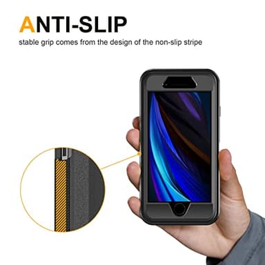 jaroco for iPhone SE Case 2022/2020/3rd/2rd,iPhone 8/7 case [Shockproof] [Dropproof] [Military Grade Drop Tested] with Non-Slip Removable Heavy Duty Full Body Phone Case-Black - Image 5