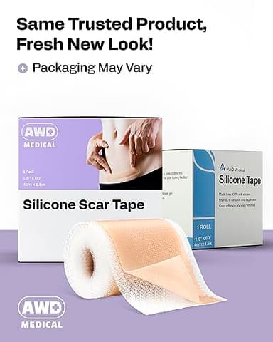 AWD Silicone Scar Sheets for Surgical Scars - Seamless Medical Grade Silicone Scar Tape for C Section, Tummy Tuck Tape - Silicone Skin Patches After Surgery Must Haves (1.6" x 60" Seamless Roll) - Image 5