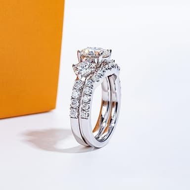 AimiIee Moissanite Wedding Rings Bridal Set 3.7CTTW D Color VVS1 Clarity Round Brilliant Cut Lab Grown Diamond S925 Sterling Silver Wedding Band Engagement Rings Christmas Gift for Women with Certificate(8.5) - Image 5