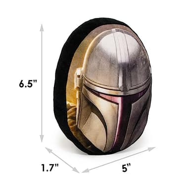 Buckle-Down Dog Toy, Mandalorian, Plush Squeaker Star Wars The Mandalorian Helmet, 8" x 8" (DTPT-SWBFJ) - Image 4