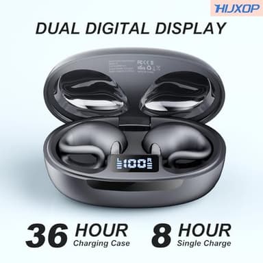 Open Ear Earbuds Lightweight Comfort Clip Wireless Earbuds Sweat Resistant Bluetooth Headphones Lightweight Sport Headphones for Workouts and Running with Dual Digital Display 44H Playtime IPX7 - Image 6