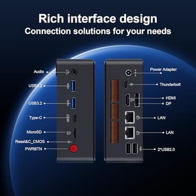 LIMYEE Mini PC Intel i5 12450H(8C/12T, up to 4.4GHz), 16GB DDR4 512GB SSD, Quad Display 4k, WiFi6/BT5.2/Dual Gigabit LAN,RTL8111H x2,USB 3.2+USB 2.0 x2,Mini Desktop Computer - Image 3