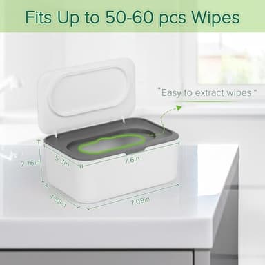 Flenpptly Baby Wipes Dispenser, Wipes Case Baby Wipe Holder Keeps Wipes Fresh, Non-Slip, Easy Open & Close (Gray) - Image 2