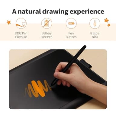 GAOMON M10K Drawing Tablet, 10x6 inch Large Graphics Tablet with Touch Ring, 8192 Levels Battery-Free Stylus, 10 Hot Keys, Art Tablet for Design, Writing, Editing, Work with Mac, Windows, Android - Image 3