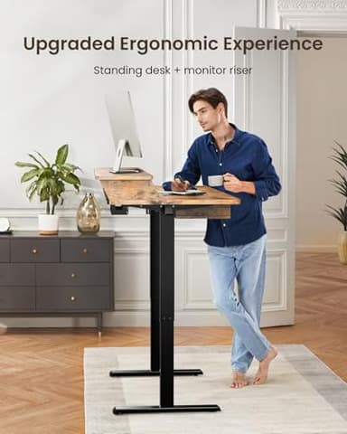 ErGear Electric Standing Desk with 4 Drawers, 55" x 30" Height Adjustable Desk with Storage, C-Clamp Mount Compatible, Computer Home Office Table with Cable Management Tray, Vintage Brown - Image 7