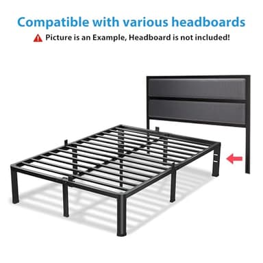 VIPSHOW 18 Inch King Size Bed Frame, 3500Lbs Heavy Duty Metal Platform with Round Corner Legs Mattress Slide Stopper, Steel Slat Support No Box Spring Needed, Noise Free, Non-Slip, Easy Assembly - Image 7