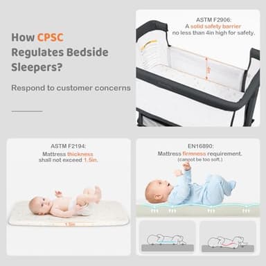 Ezebaby Bedside Bassinet for Baby, Portable Baby Bassinet Bedside Sleeper for Newborn Infants with Wheels Storage Basket, Adjustable 7 Heights and All Mesh Sides - Image 6